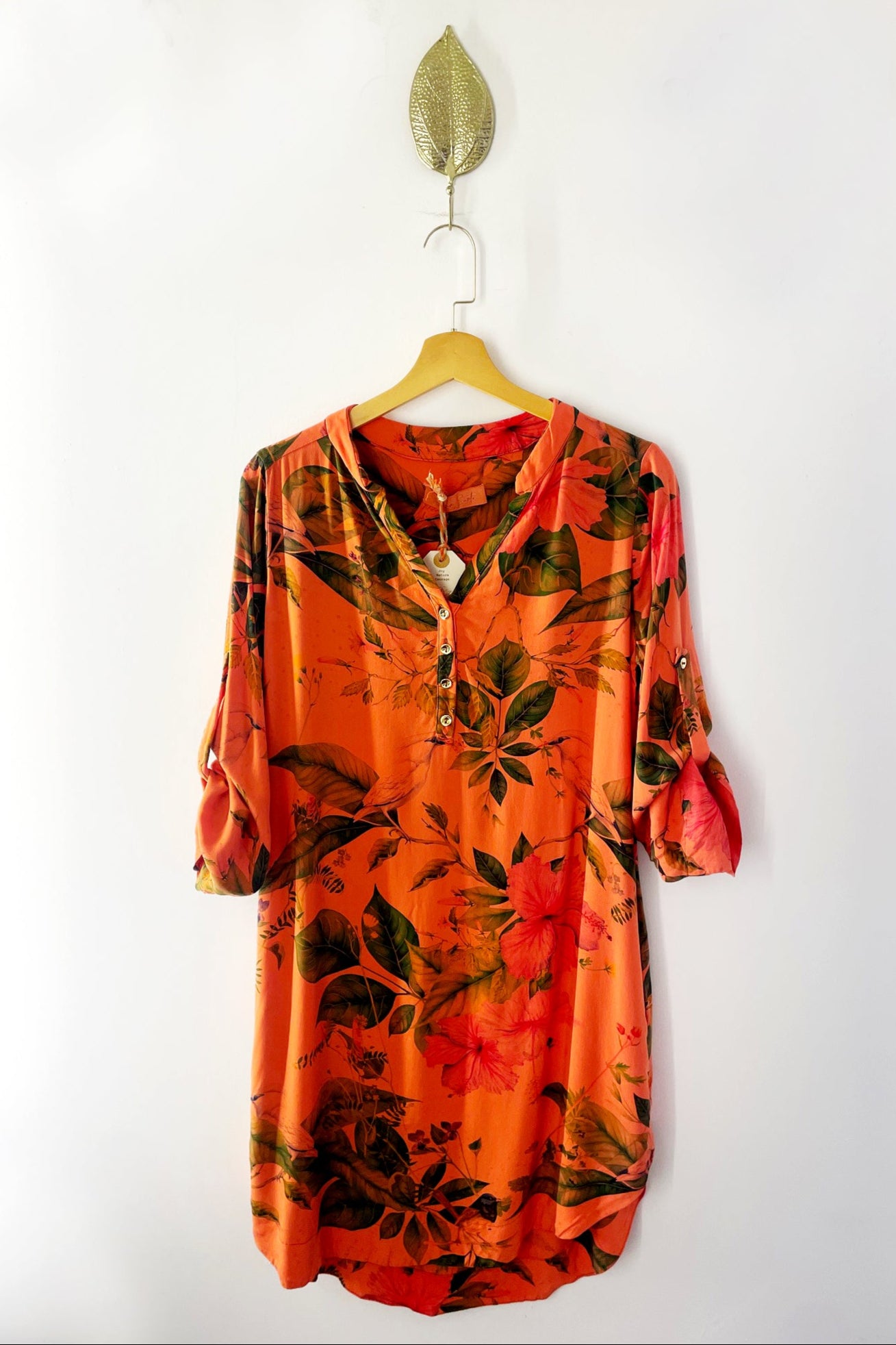 Vestido Bata Floral Laranja