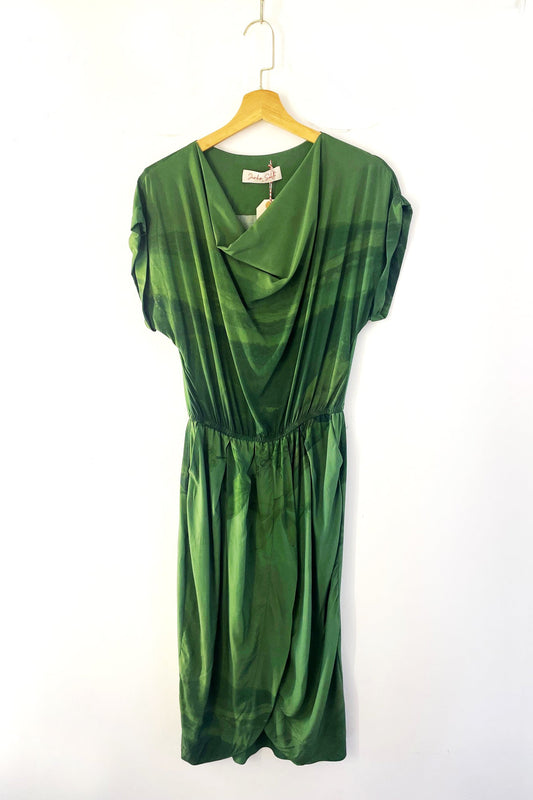 Vestido Gola Boba Verde Lagoa