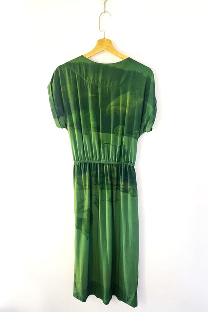 Vestido Gola Boba Verde Lagoa
