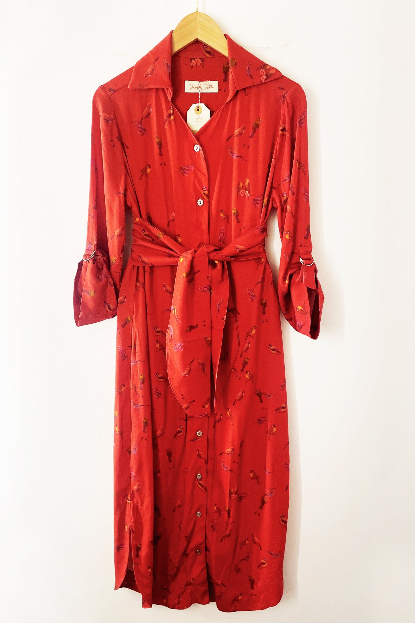 Vestido Camisa Passarinhos Vermelho