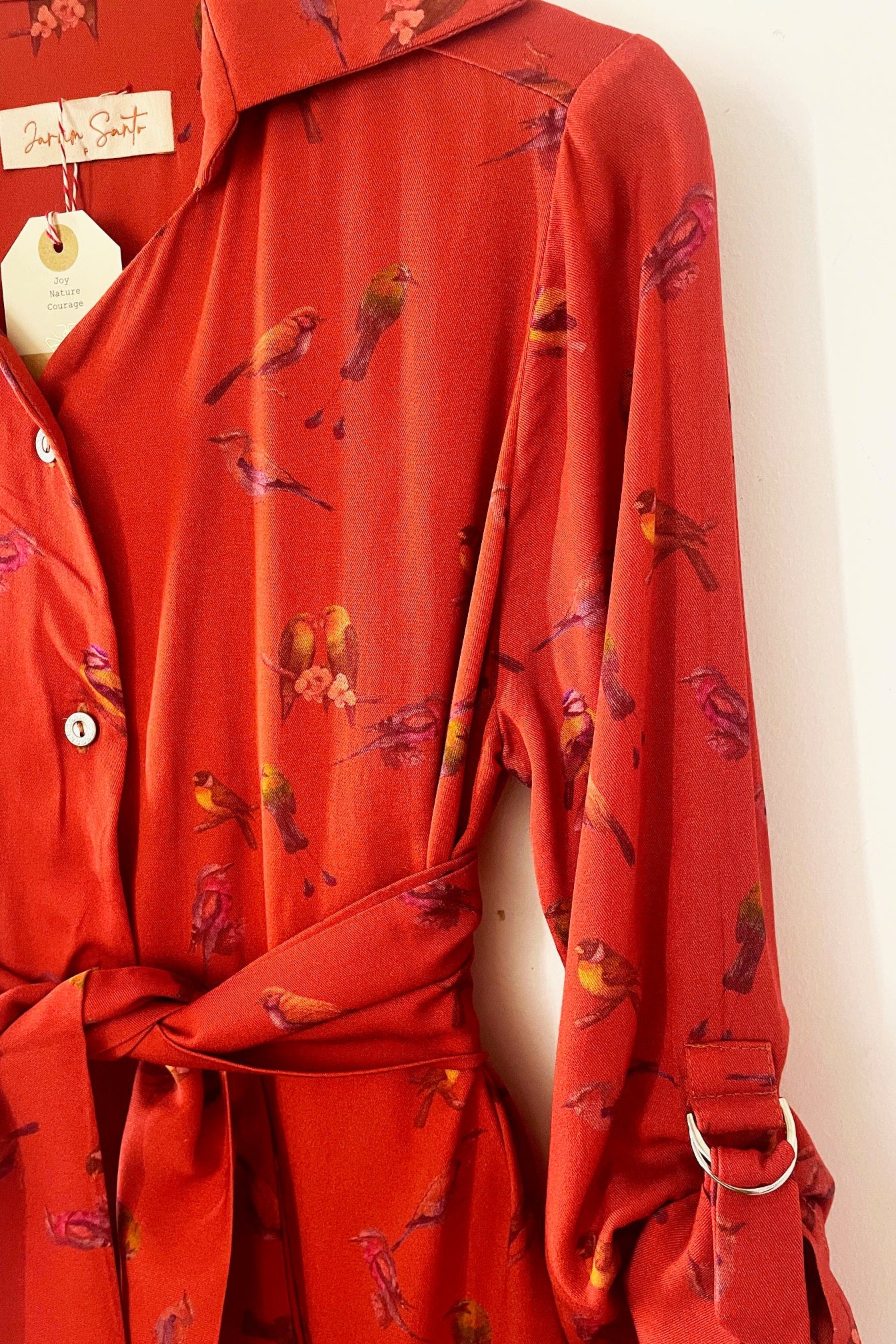 Vestido Camisa Passarinhos Vermelho