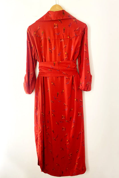 Vestido Camisa Passarinhos Vermelho