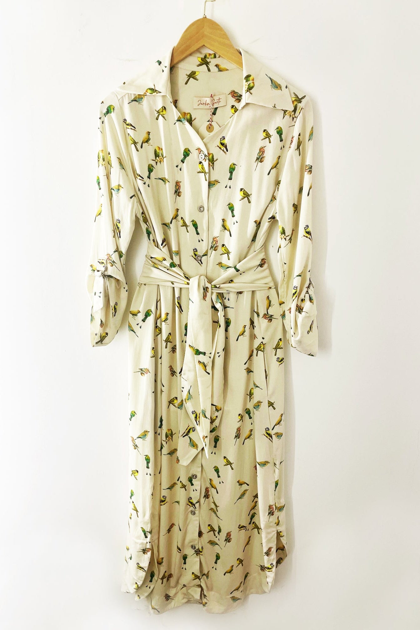 Vestido Camisa Passarinhos Areia
