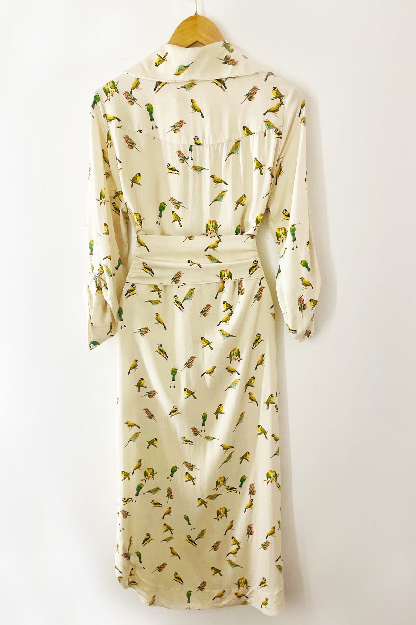 Vestido Camisa Passarinhos Areia