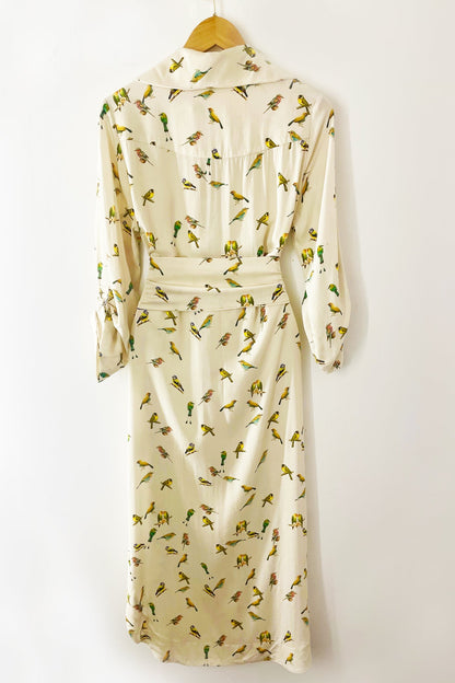 Vestido Camisa Passarinhos Areia