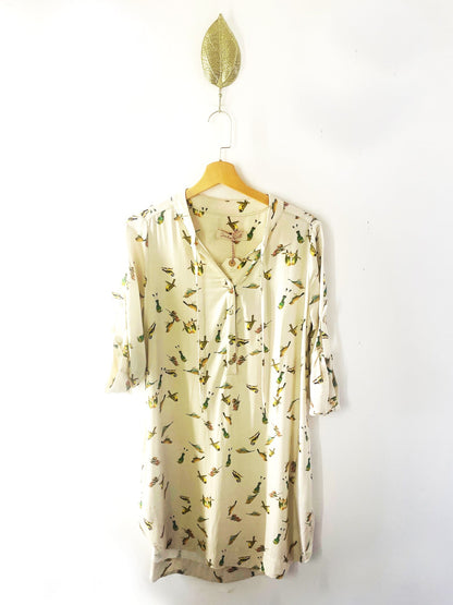 Vestido Bata Passarinho Cru