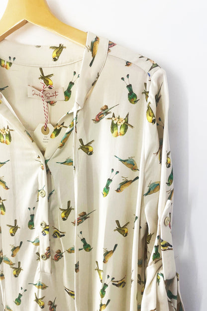Vestido Bata Passarinho Cru