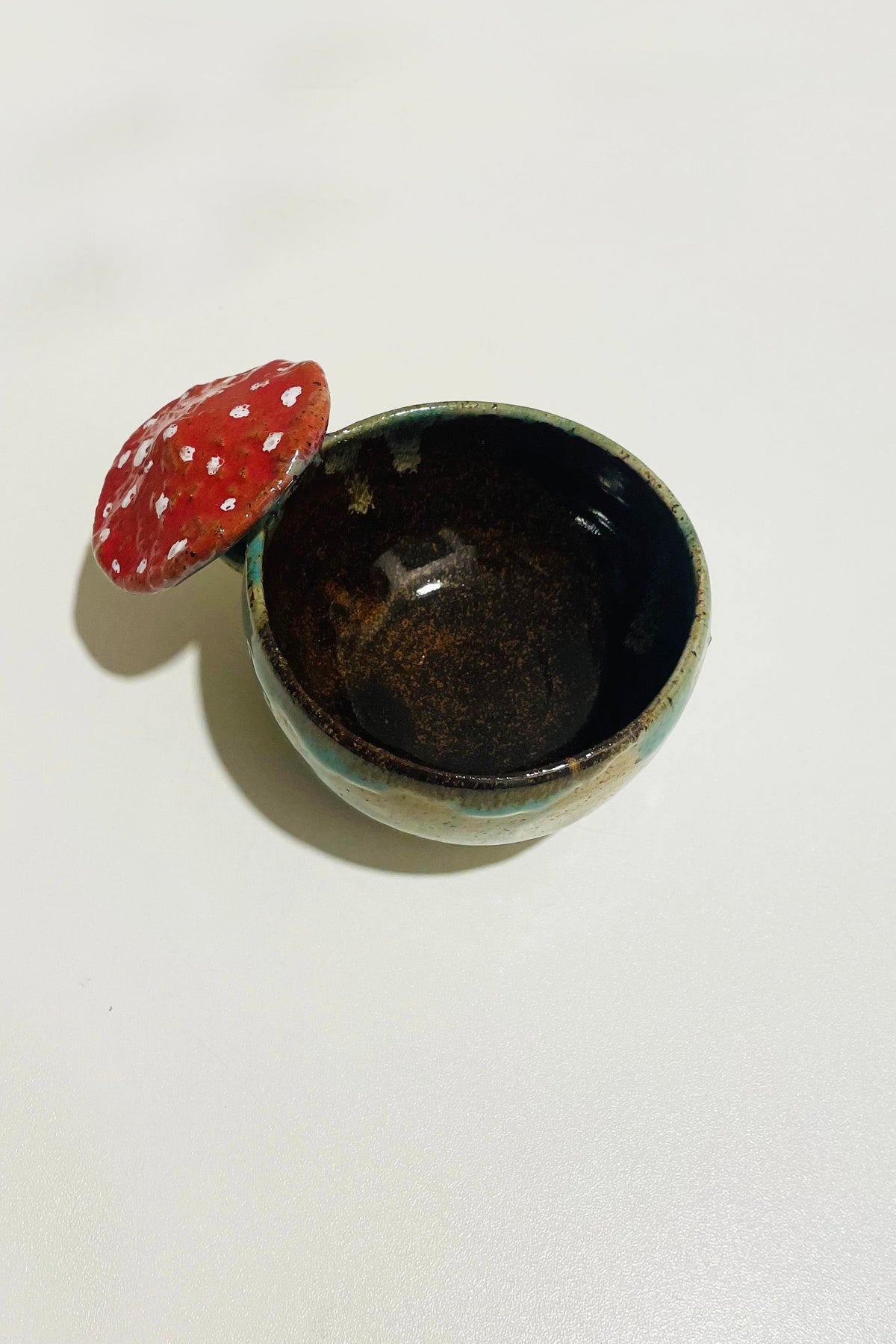 Xícara Cogumelo Azul e Marrom