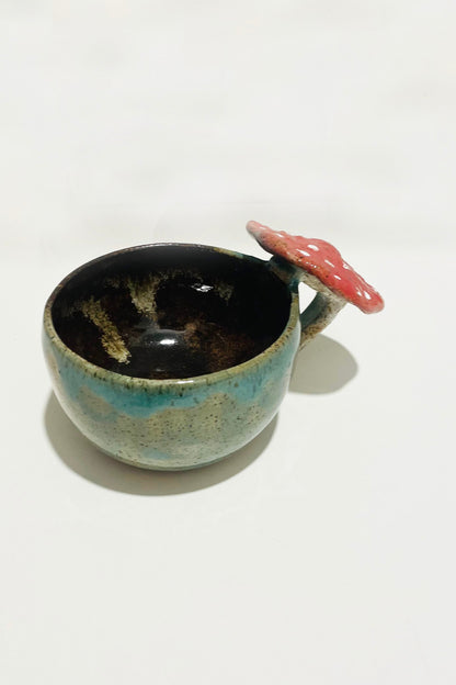 Xícara Cogumelo Azul e Marrom