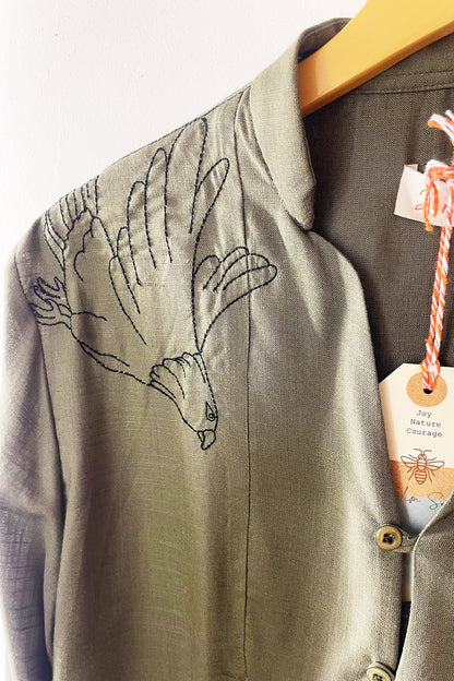 Bata Bordada Verde Musgo