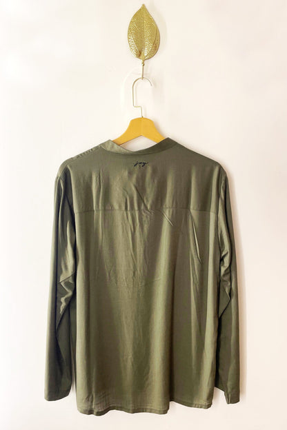 Bata Bordada Verde Musgo