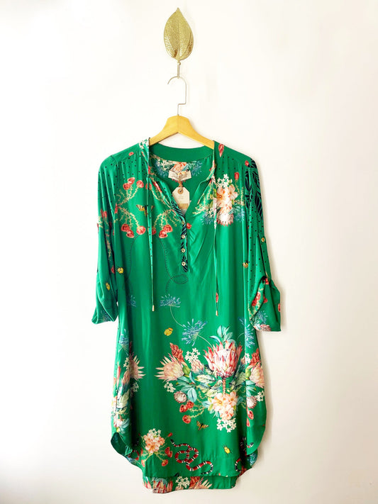 Vestido Bata Verde Cobra Coral