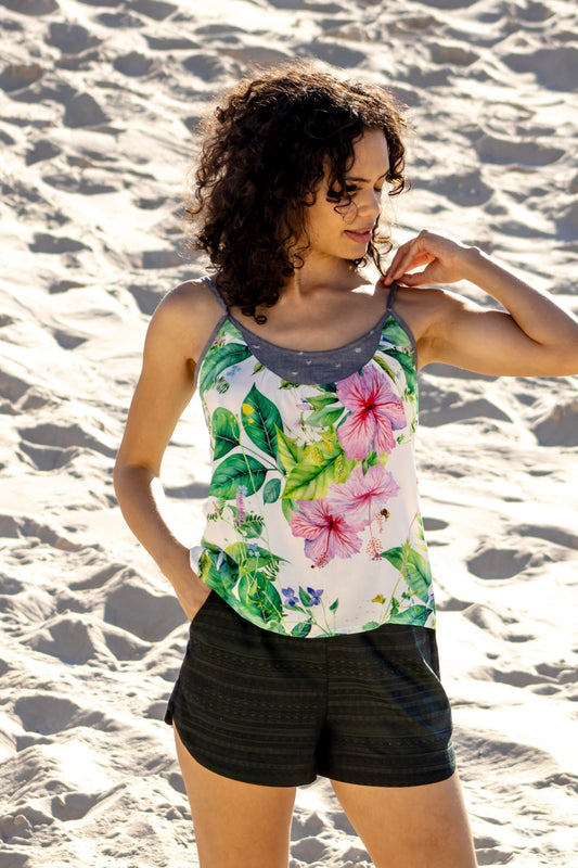 Regata Alcinha Floral Branca